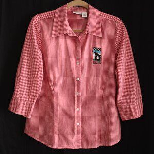 Victory Junction Ladies Red Plaid Dress Shirt Large NEW